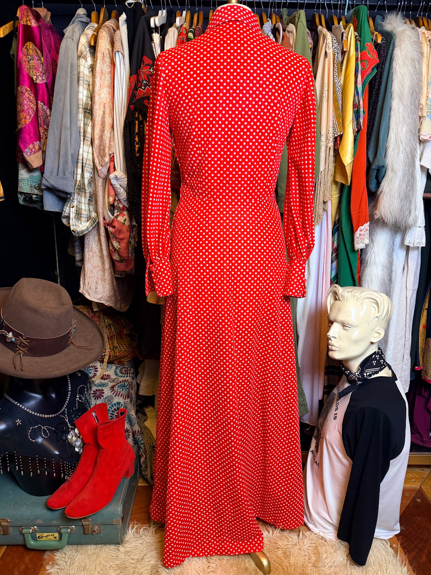 70s polka dot dress