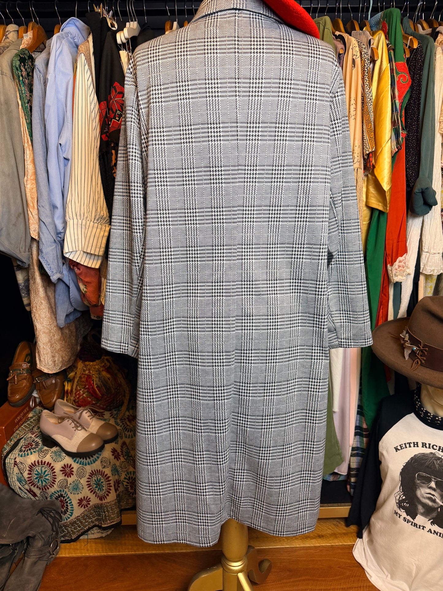 Plaid longline coat