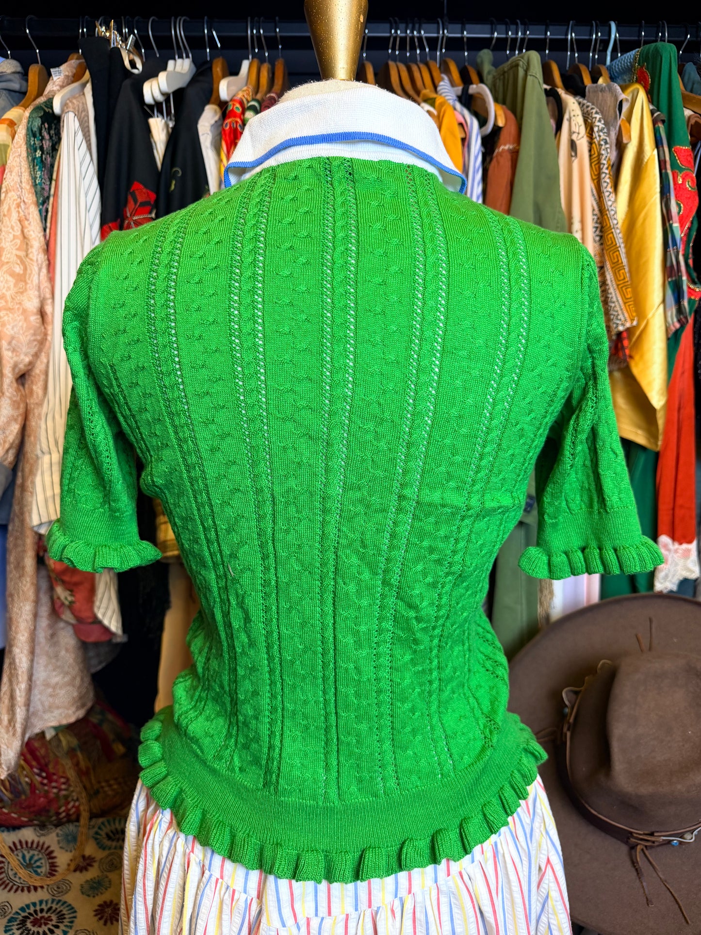 Green knit polo