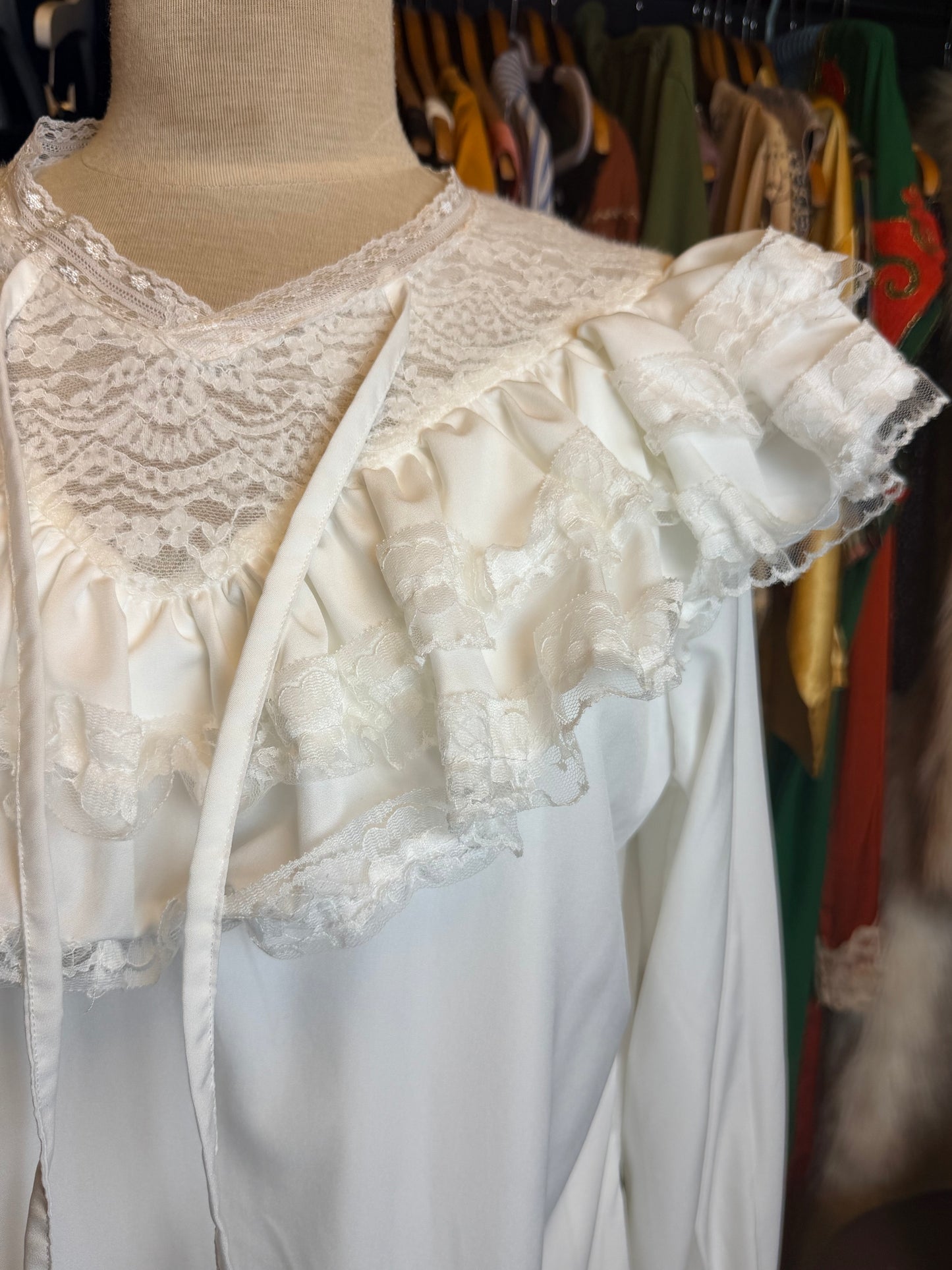White frilly shirt