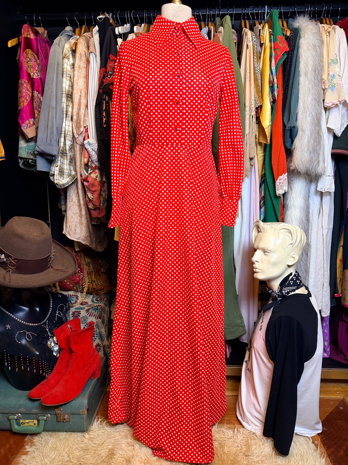 70s polka dot dress