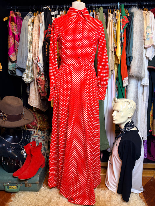 70s polka dot dress