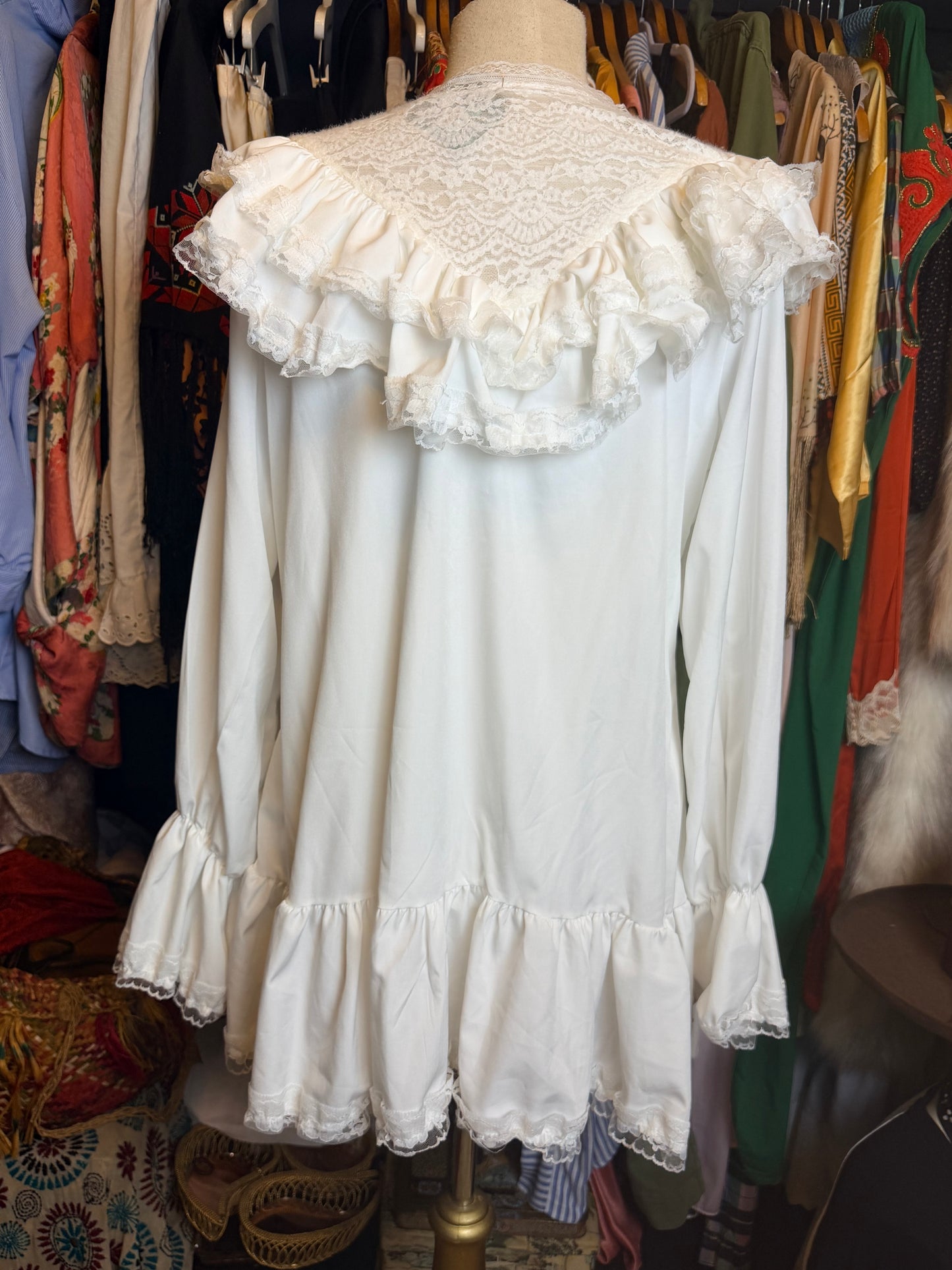 White frilly shirt