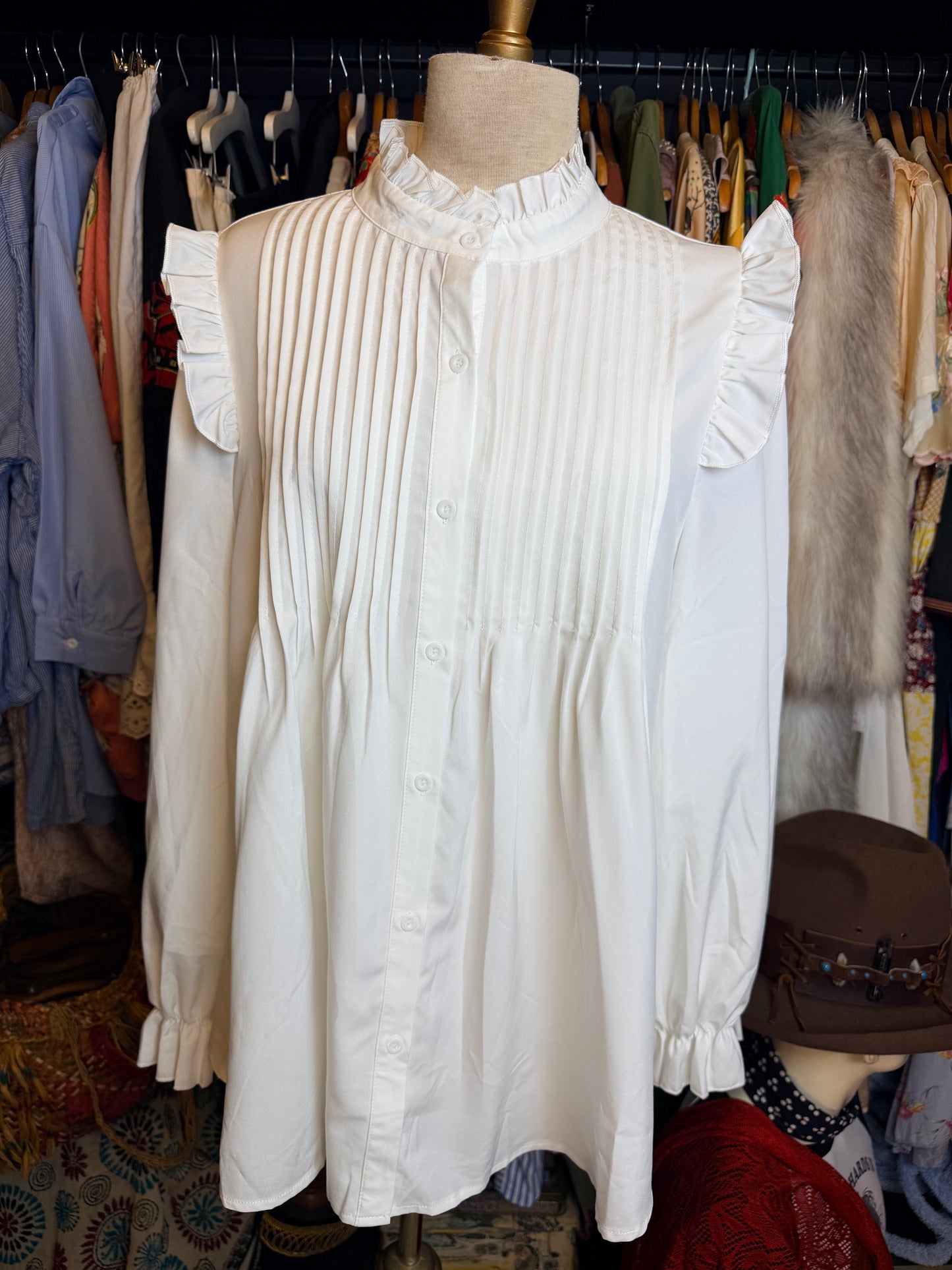 Frill neck blouse