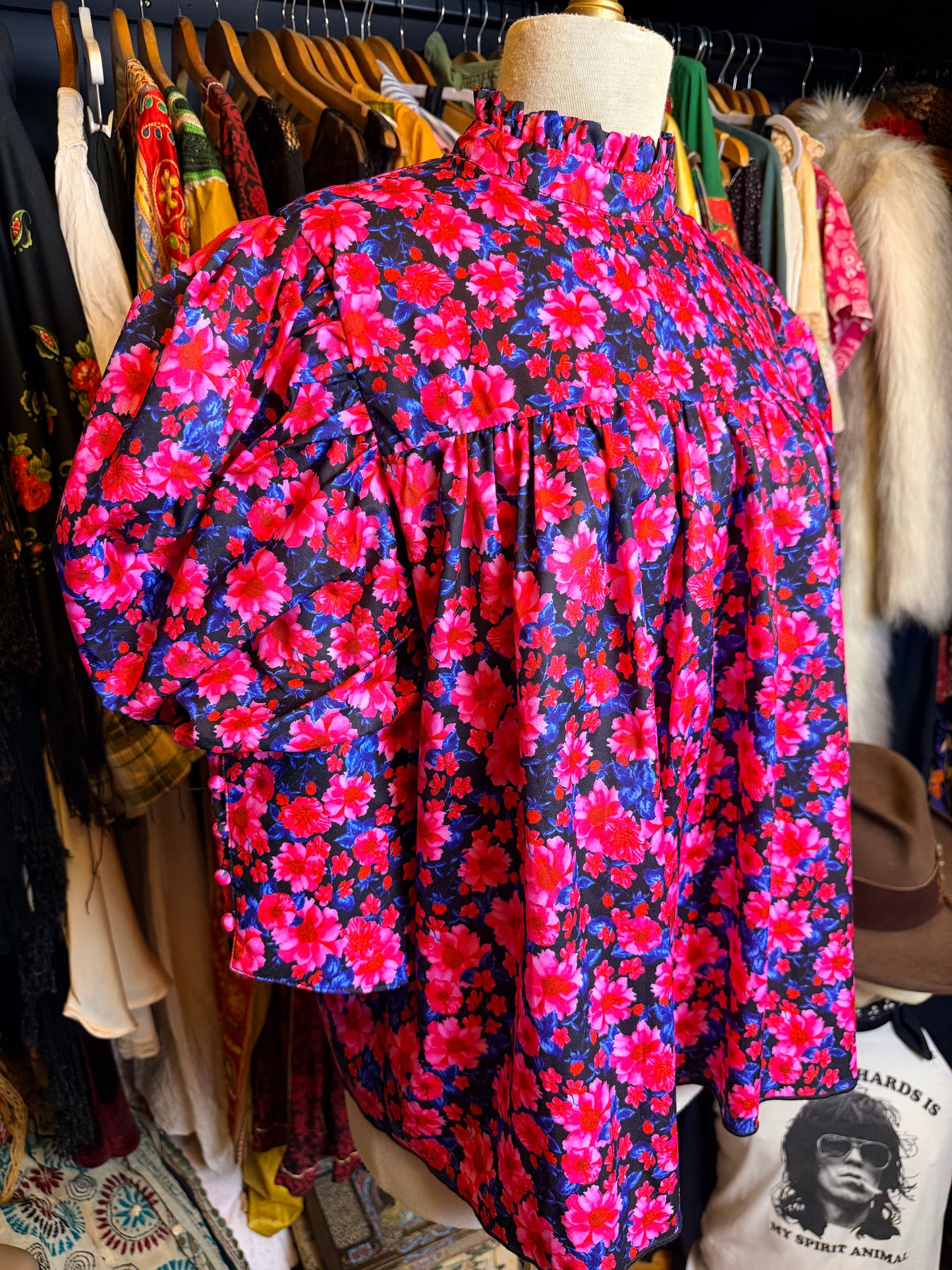 Pink floral blouse