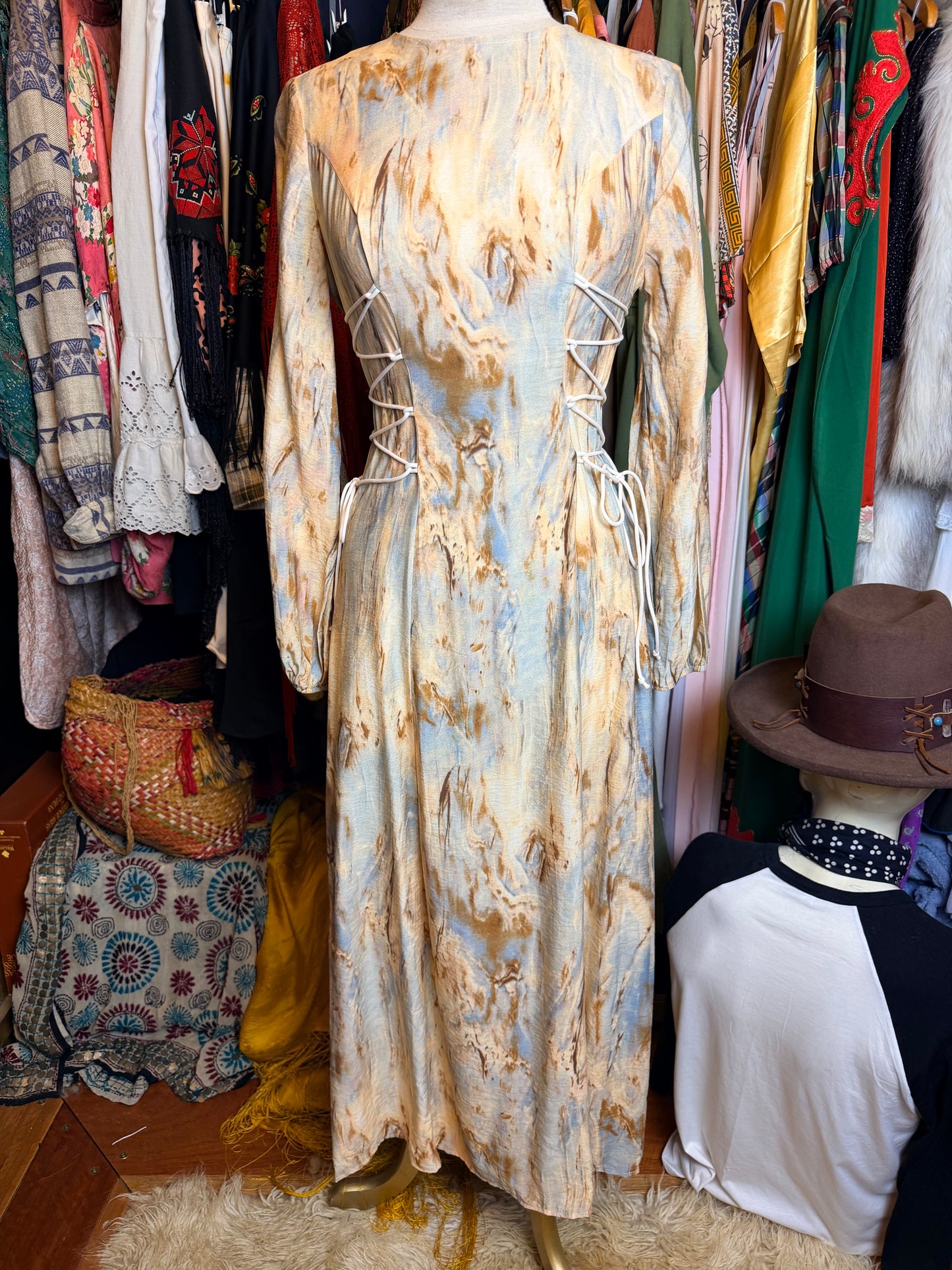 Lace up maxi dress