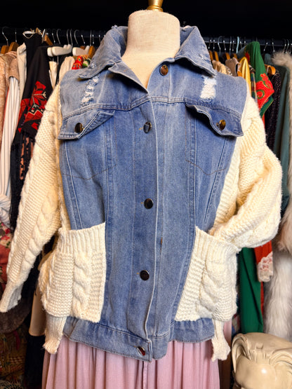 Denim and knit jacket