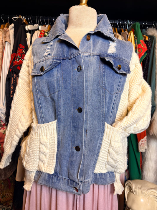 Denim and knit jacket