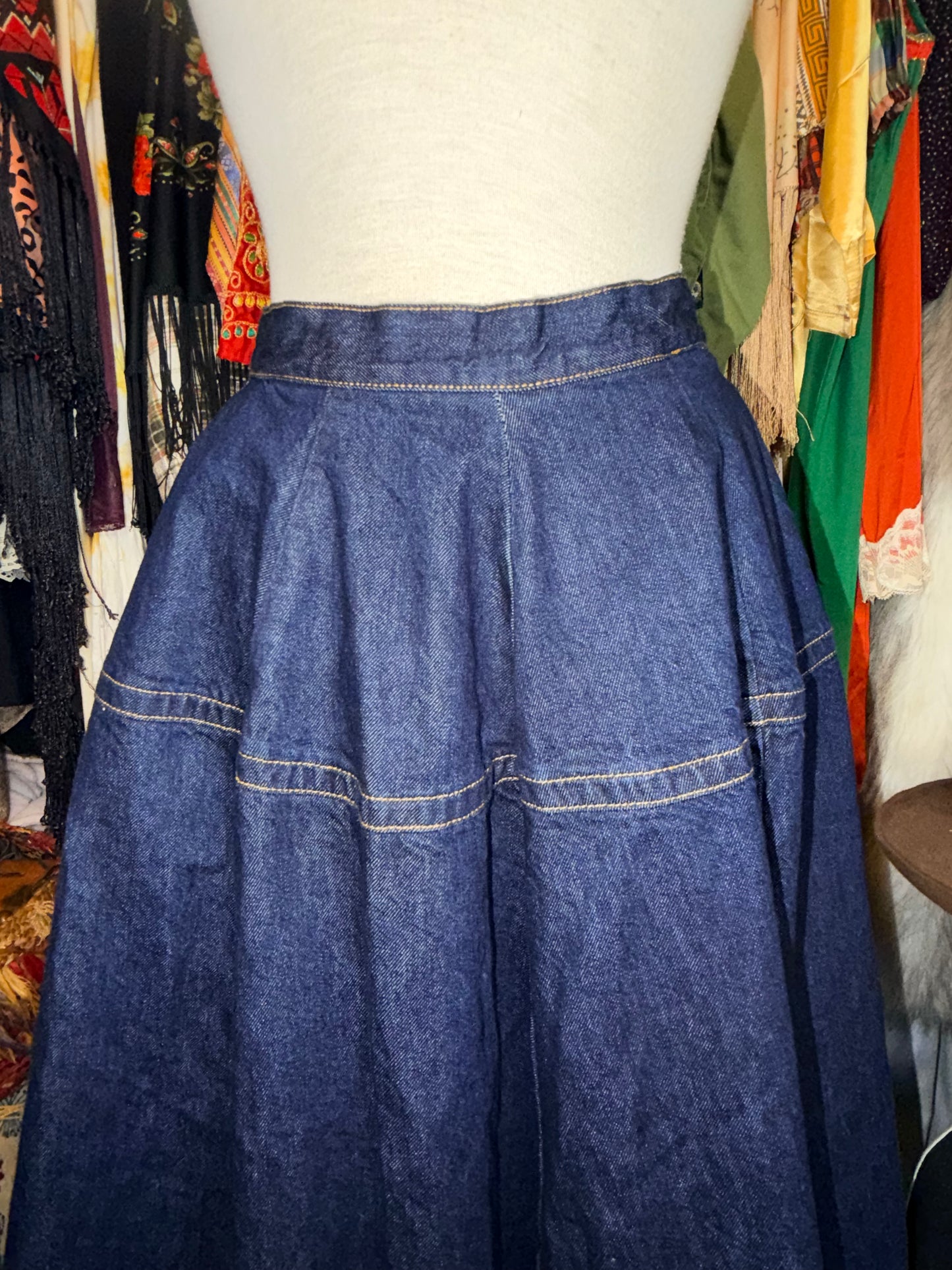 High waist denim skirt