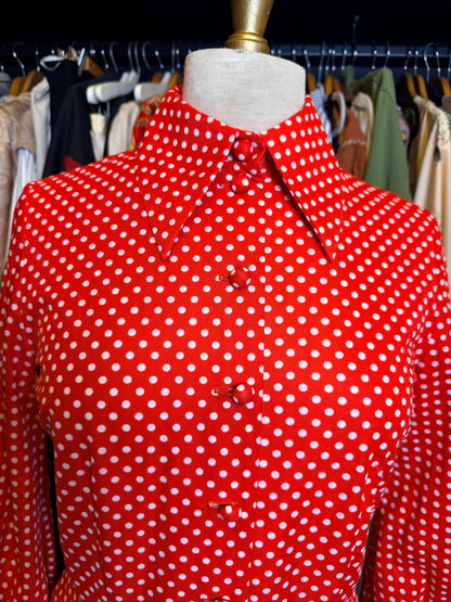 70s polka dot dress