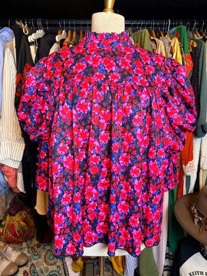 Pink floral blouse
