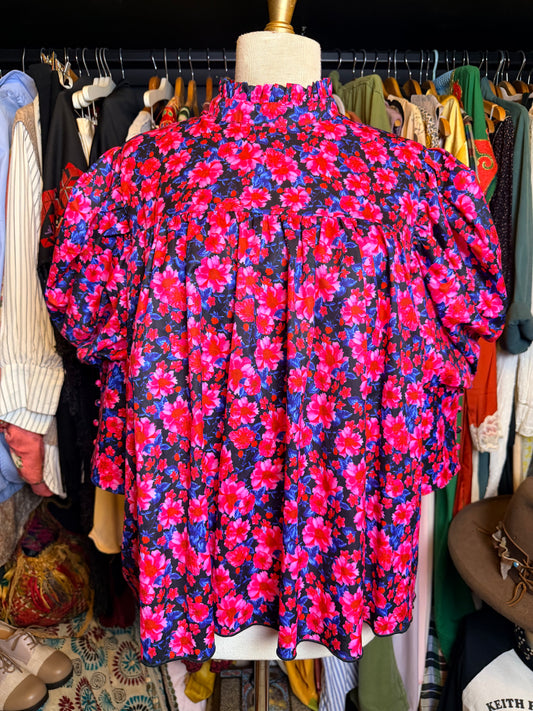 Pink floral blouse