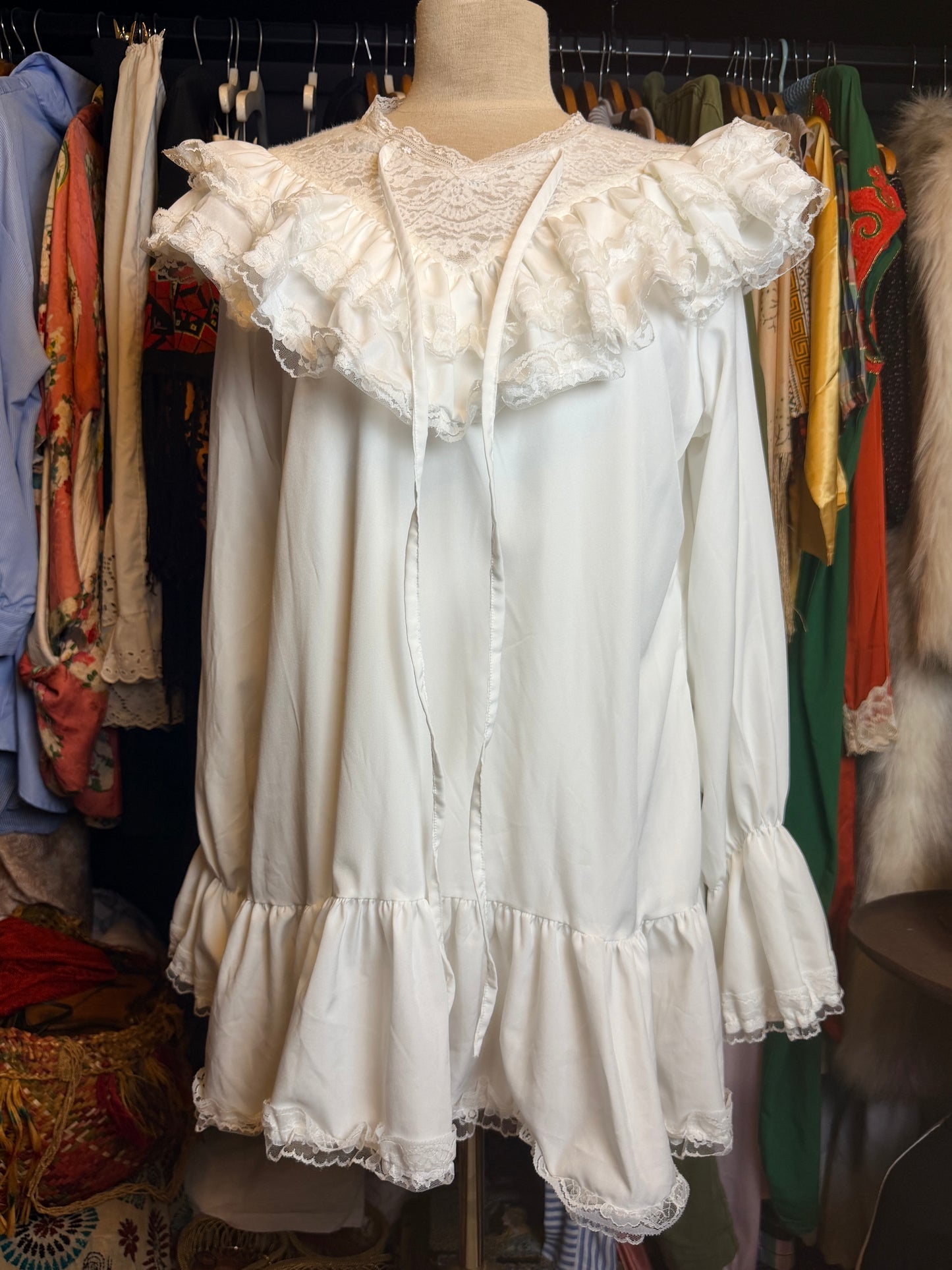 White frilly shirt