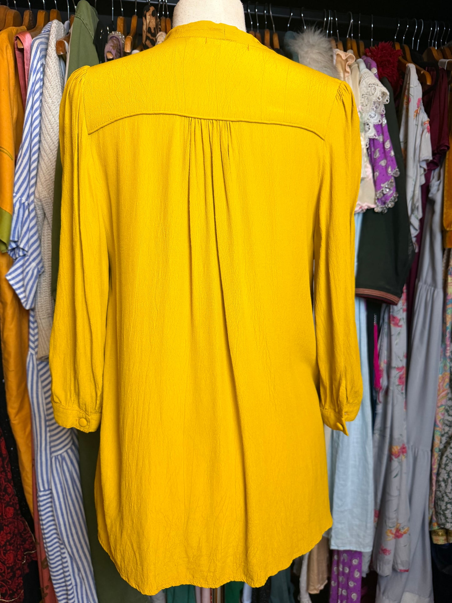 Mustard pussy bow shirt