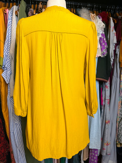 Mustard pussy bow shirt