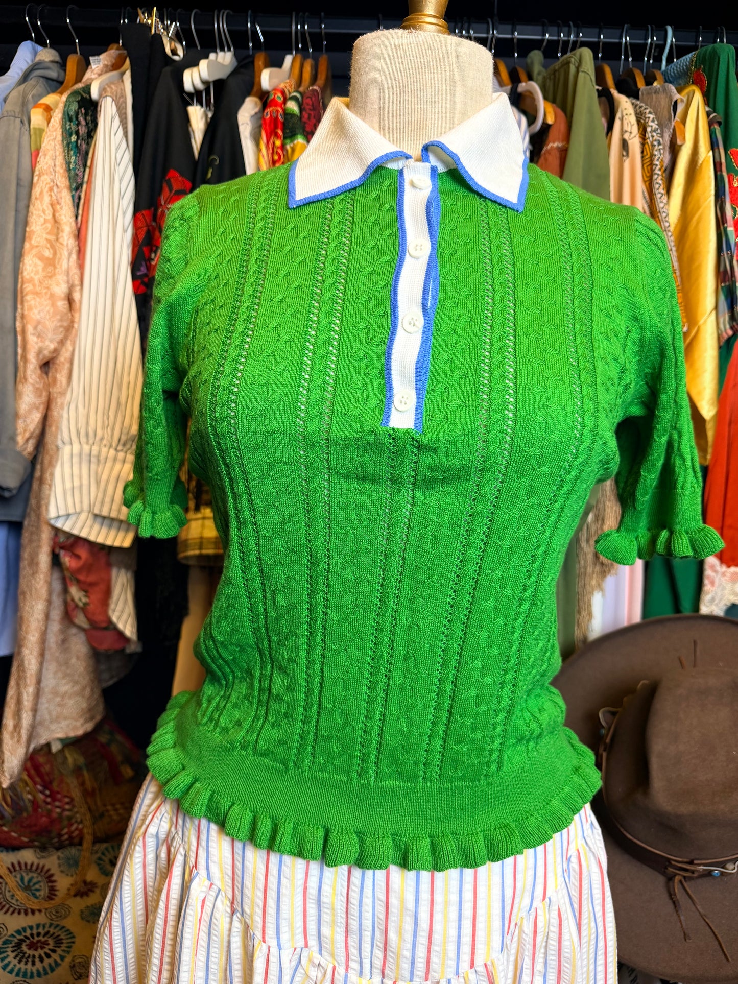 Green knit polo