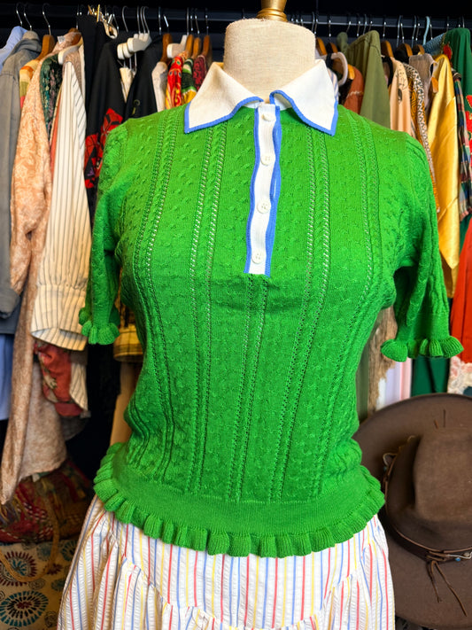 Green knit polo
