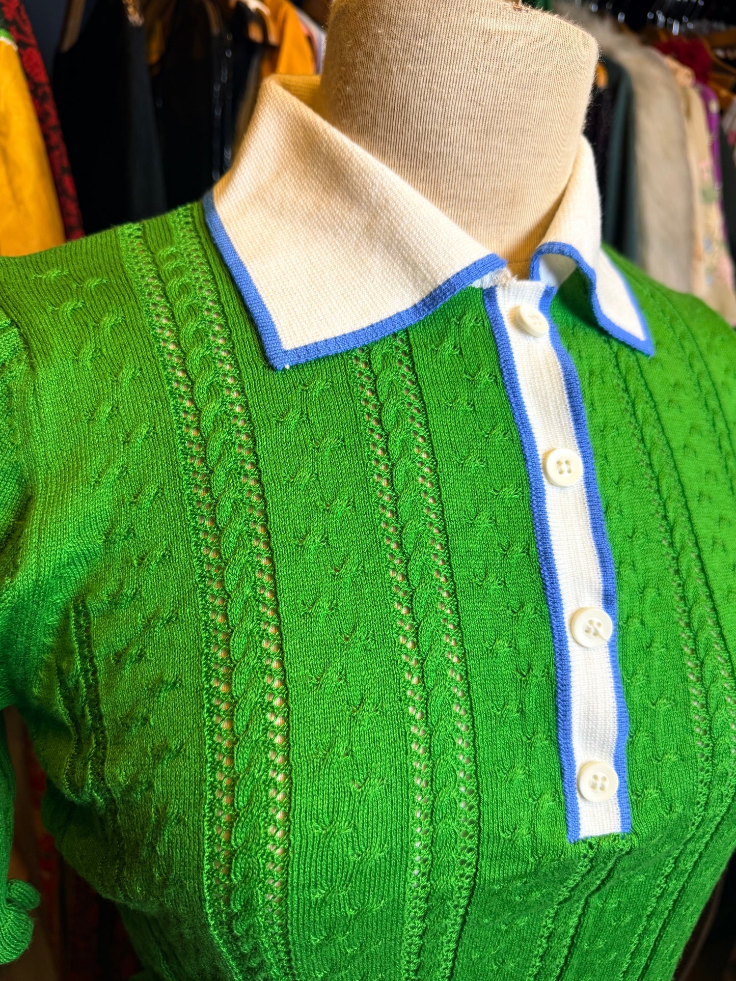 Green knit polo