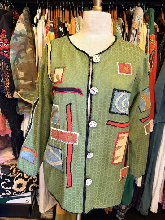 Olive Patchwork Vintage Jacket