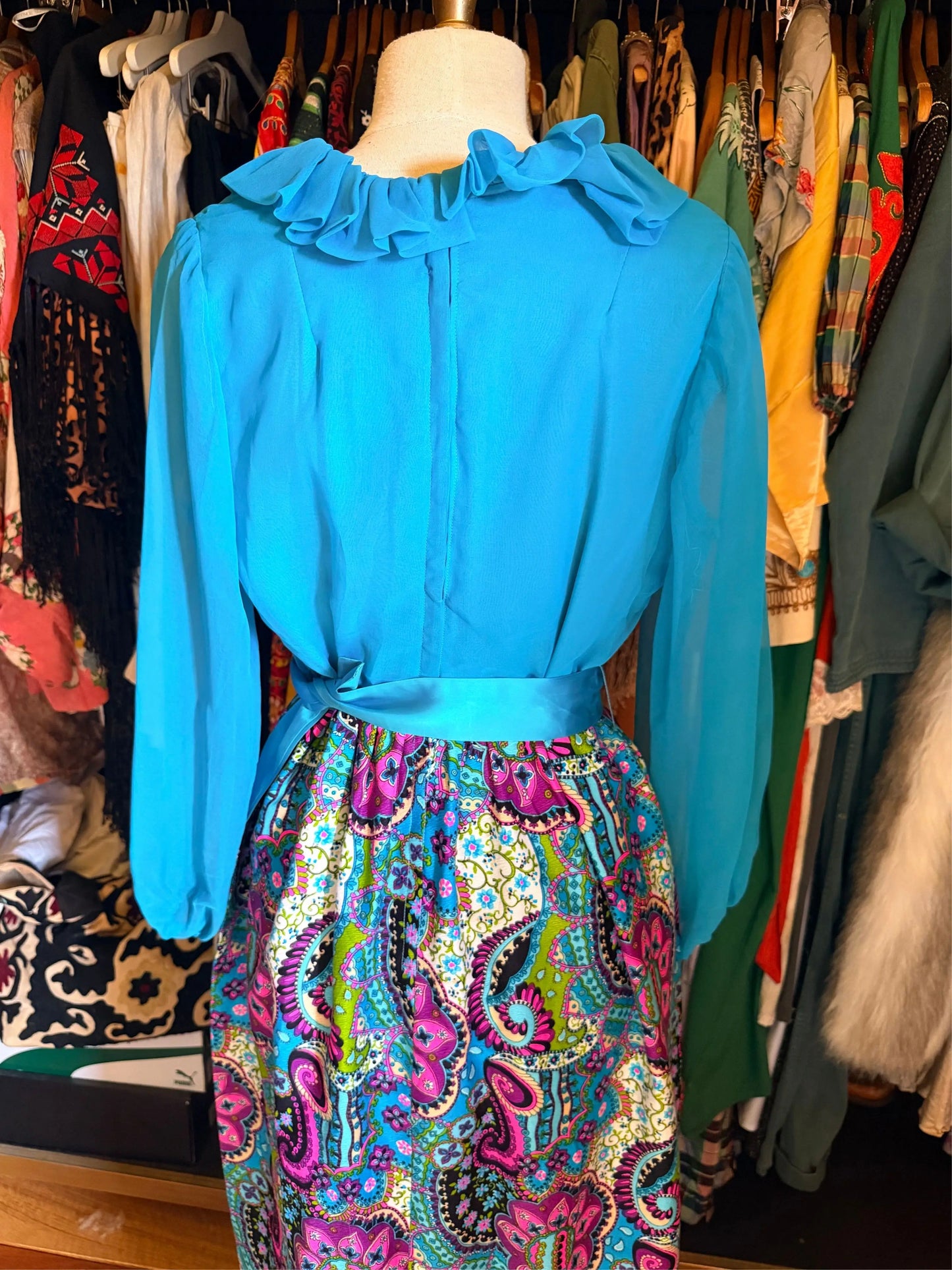 Turquoise 70s dress