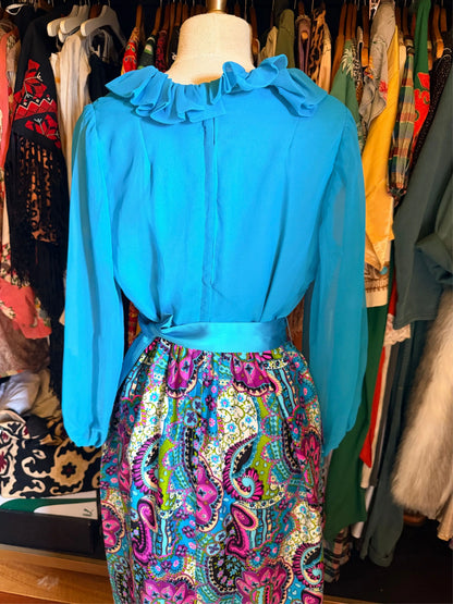 Turquoise 70s dress